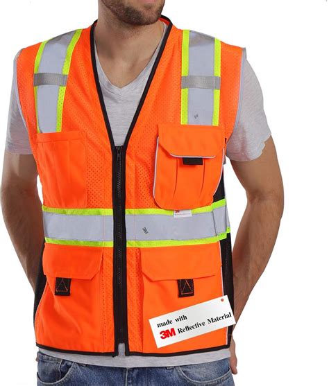 Dib Safety Vest Reflective Orange Mesh High Visibility Vest With