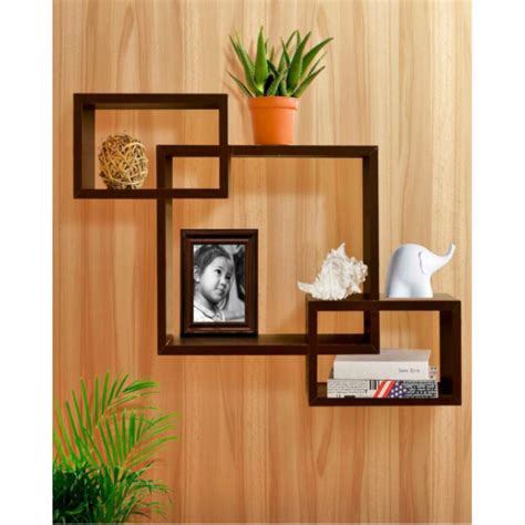 Wooden Rectangular Floating Wall Shelves Retro Style For