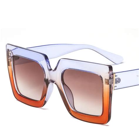 oversized square sunglasses women brand designer clear lenses sun