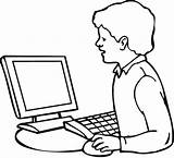 Internet Coloring Searching Boy Information Pages Lab Computer Clipart Paper sketch template