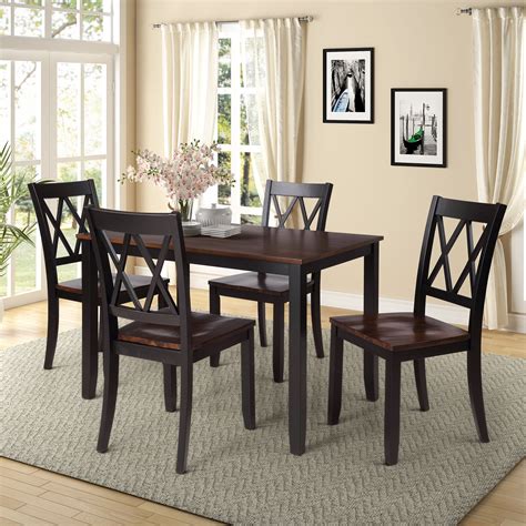 modern  piece dining sets urhomepro wooden dining table set   kitchen table   chairs