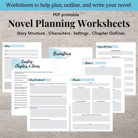 writing plannernovel planner printable printable workbook writing