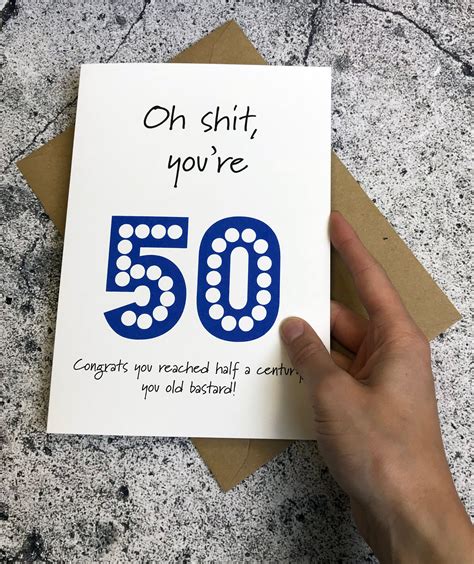 50th Birthday Card Half A Century Funny Rude Etsy Uk