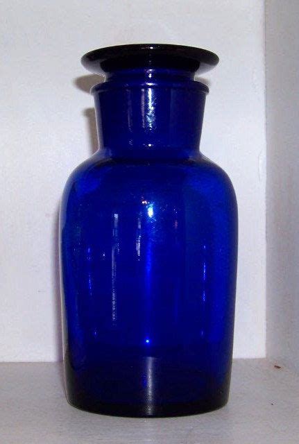 Vintage Cobalt Blue Blown Glass Apothecary Jar Ground Lid Stopper