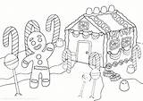 Gingerbread House Colouring Kids sketch template