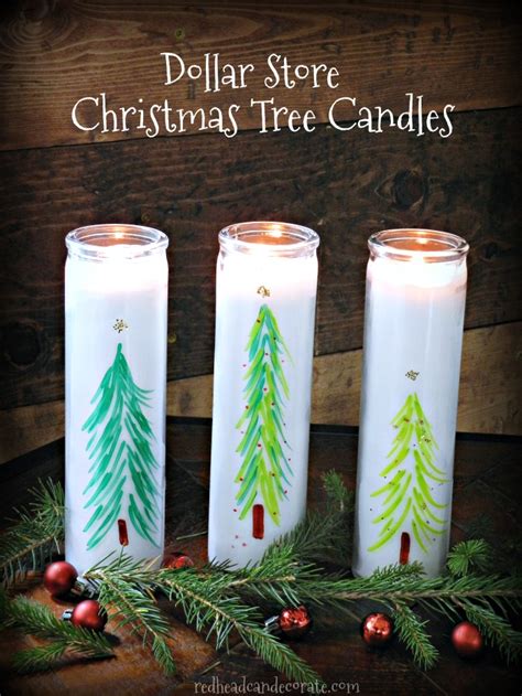dollar store christmas tree candles redhead  decorate
