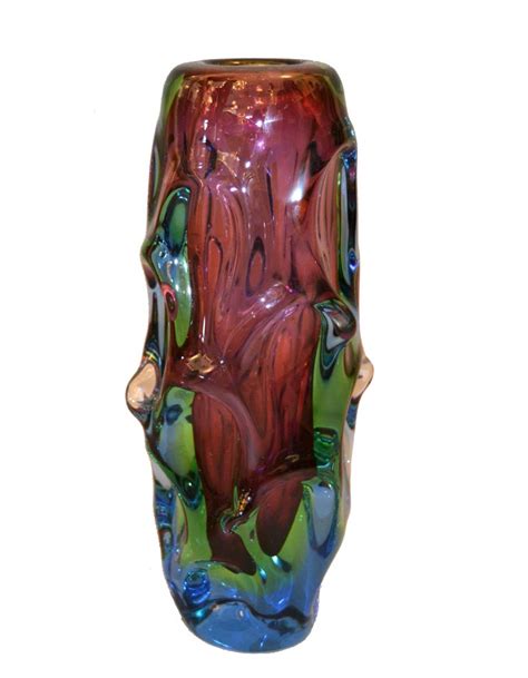 modern sculptural hand blown murano art glass flower vase for sale at