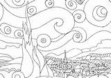 Starry Gogh Noite Estrelada Desenhar sketch template