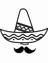 Sombrero Bigotes Sombreros Bigote Mustache Supercoloring Mexicanos sketch template