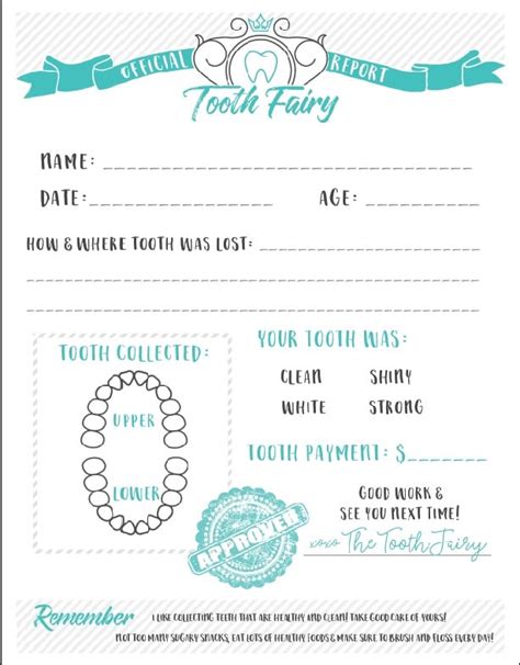 tooth fairy printable certificate momdot