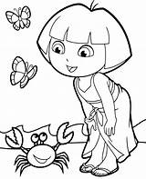 Dora Coloring Pages Explorer Crab Beach Topcoloringpages Girls Girl sketch template