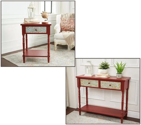 junk gypsy console table  side table  hammered detail design qvccom