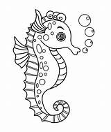 Coloring Seahorse Pages Seahorses Kids Printable Cartoon Two sketch template