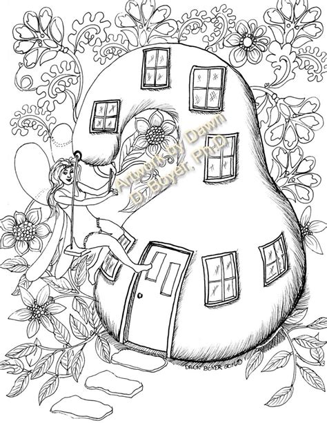 fairy house coloring pages sketch coloring page