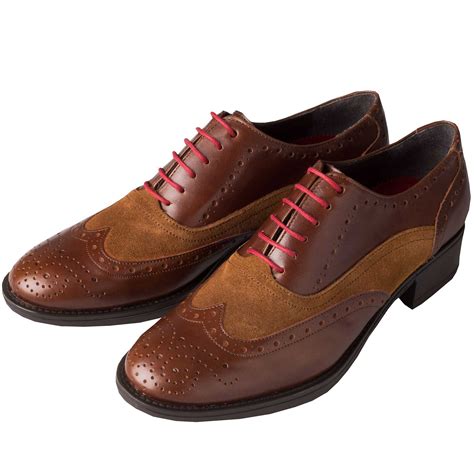 brown leather  suede brogue shoes ladies country clothing cordings