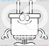 Plug Cartoon Mascot Electric Happy Outlined Coloring Clipart Vector Thoman Cory sketch template