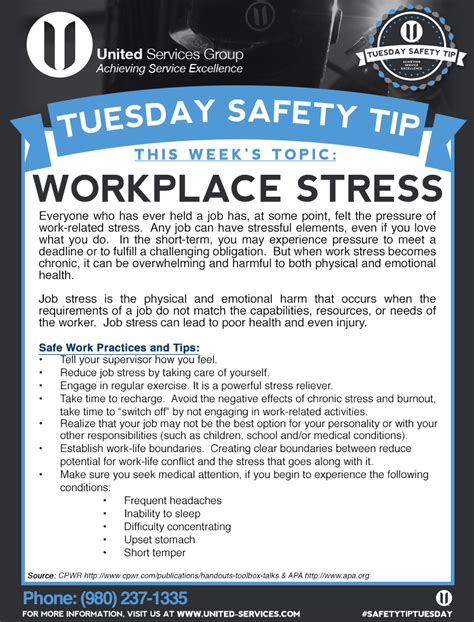 weeks tuesday safety tip   workplace stress  credit