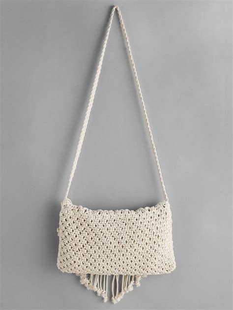 crochet hollow out tassel bag