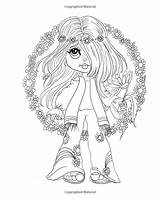 Hippie Coloring Pages Girl Lacy Sunshine Books Girls Book Peace Big Adults Eyes Mandalas Template Copics Stamps Digital Heather Adult sketch template