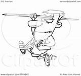 Thrower Track Javelin Field Illustration Olympics Outlined Man Royalty Clipart Vector Toonaday Ron Leishman sketch template
