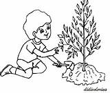 Earth Tree Coloring Printable Dania Planting Boy sketch template