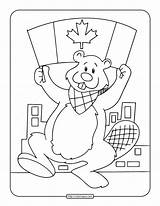 Beaver Canadian Flag Coloring Canada sketch template