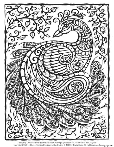 peacock adult hard advanced coloring page printable