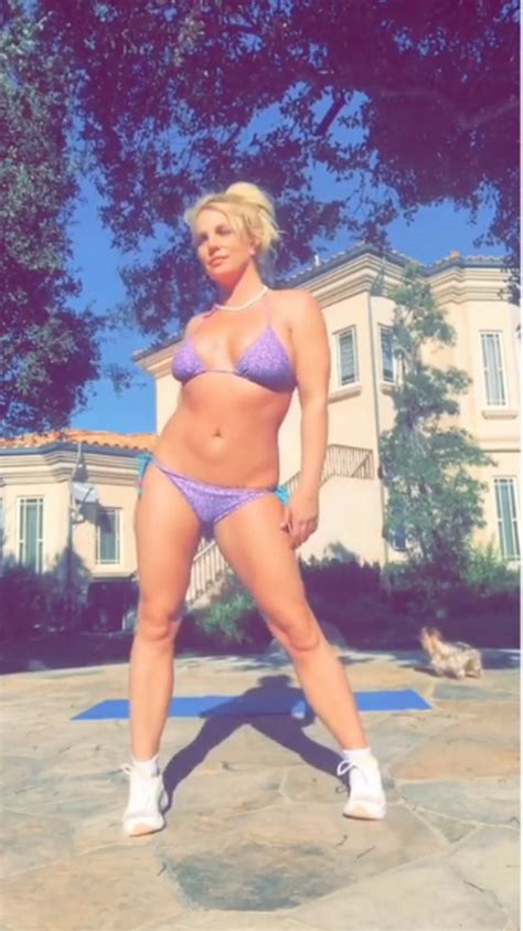 Britney Spears Poses In Tiny Purple Bikini And Shows Off Yoga Stretches