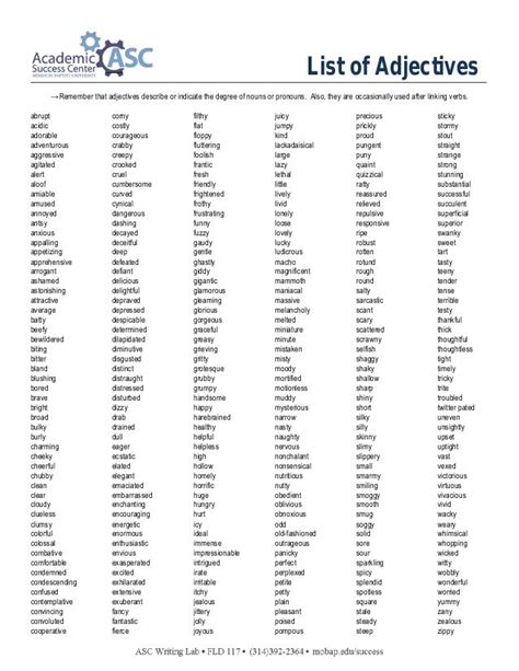 list  adjectives list  adjectives words   adjective words