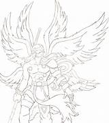 Angemon Digimon Line sketch template