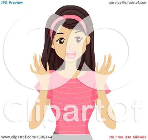 clipart of a happy teen girl looking surprised royalty