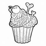 Coloring Cupcakes Cakes Kids Pages Simple sketch template