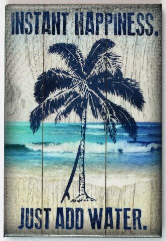 instant happiness  add water fridge magnet palm trees