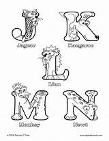 Alphabetimals Uppercase Alphabet Kangaroo sketch template