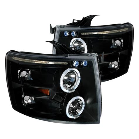 spec  chevy silverado   black dual halo projector led headlights