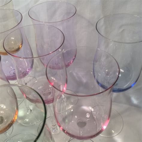 italian multi colored tall stem crystal wine glasses set of 11 chairish