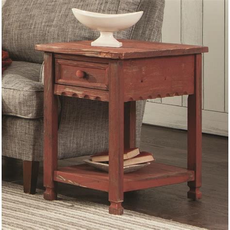 alaterre furniture country cottage red antique chairside table accara