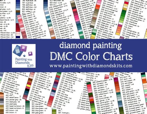 printable  dmc color charts diamond painting drill color etsy