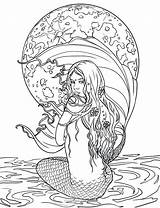 Coloring Mermaid Pages Adult Adults Realistic Mermaids Cute Beautiful Detailed Color Fairy Printable Fantasy Siren Sheets Mandala Book Easy Line sketch template