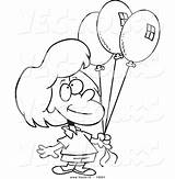 Balloons Holding Birthday Girl Cartoon Drawing Coloring Vector Three Outlined Balloon Bunch Getdrawings Ron Leishman Royalty sketch template