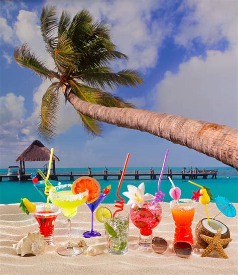 Royalty Free Caribbean Tropical Beach Cocktails Mojito Margarita