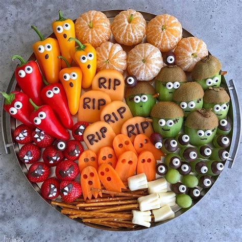 pin  xoka  fruit platter ideas  images halloween platter
