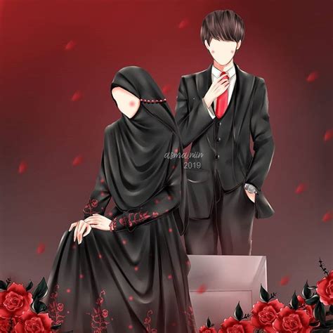 Romantis Pasangan Gambar Kartun Laki Laki Dan Perempuan Muslimah 31
