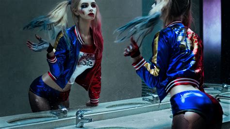 Wallpaper Cosplay Harley Quinn Mirror Suicide Squad 3840x2160