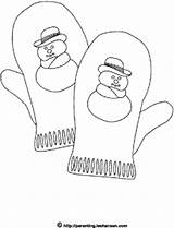 Coloring Mittens Snowman Winter Printable Size Pages Decorated Link Print Click sketch template