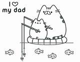 Pusheen Coloring Pages Dad Cat Printable Fishing Baby Print Kids Color Birthday Kawaii Unicorn Ice Cream Pusheens Friends sketch template