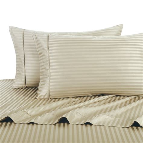 luxury  cotton  thread count sheets damask striped bed sheets