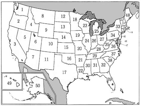 numbered united states map usa map