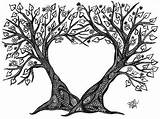Tree Heart Trees Life Print Family Society6 Coloring Stencil Silhouette sketch template