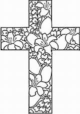 Coloring Cross Pages Flowers Rocks Wings Drawing Line sketch template